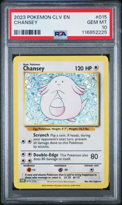 Chansey 015/034 CLV Classic Collection Holo Pokemon PSA 10 - Image 1