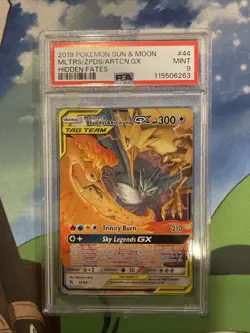 2019 Pokemon Moltres Zapdos Articuno GX PSA 9 Tag Team 44/68 Hidden Fates Mint - Image 1