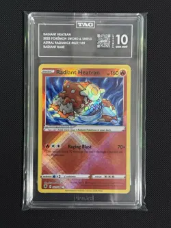 2022 Pokemon Sword & Shield Astral Radiance Radiant Heatran Gem Mint TAG 10 - Image 1