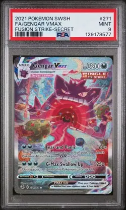 Gengar VMAX #271 Secret Rare SWSH: Fusion Strike Pokemon TCG PSA 9 MINT - Image 1