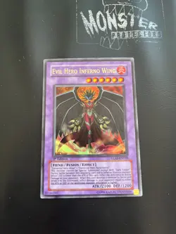 YUGIOH EVIL HERO INFERNO WING ULTRA RARE GLAS-EN038 1ST EDITION - Image 1
