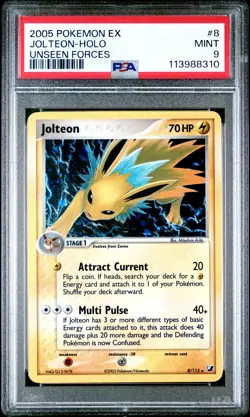 2005 POKEMON EX UNSEEN FORCES #8 JOLTEON-HOLO PSA 9 - Image 1