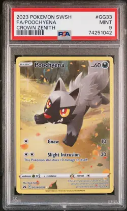 2023 Pokemon SWSH Crown Zenith FA Poochyena #GG33 PSA 9 MINT - Image 1