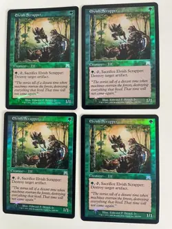 MTG 4X FOIL ONSLAUGHT ELVISH SCRAPPER NM MAGIC THE GATHERING GREEN UNCOMMON - Image 2