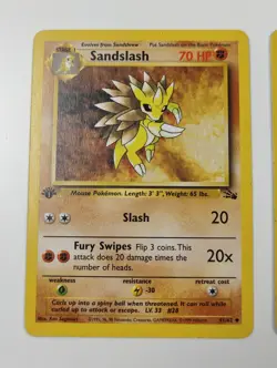 1st Edition Lot Weezing 45/62 Sandslash 41/62 Slowpoke 55/62 Pokemon Fossil - Image 2