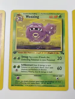 1st Edition Lot Weezing 45/62 Sandslash 41/62 Slowpoke 55/62 Pokemon Fossil - Image 3