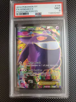 2014 POKEMON XY PHANTOM FORCES #114 FULL ART/GENGAR EX PSA 9 - Image 1