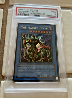 The Masked Beast LON-001 Super Rare 2003 English Yu-Gi-OH! PSA 7 - Image 1