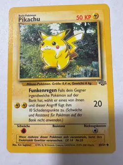 PIKACHU POKEMON CARD 60/64 1999-2000 JUNGLE RARE GERMAN VINTAGE RED CHEEKS - Image 1
