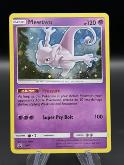 Pokemon Mewtwo TCG SM77 Cosmic Holo Black Star Promo Card - Image 1