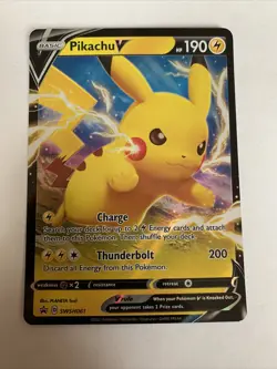 Pokemon Pikachu V SWSH061 Shining Fates Promo Holo Black Star Promo Full Art - Image 1