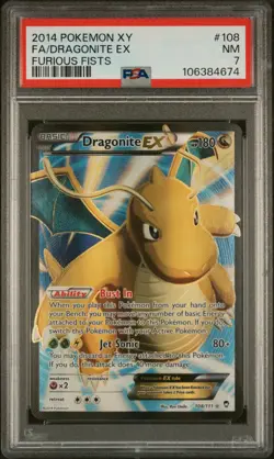2014 Pokemon XY Furious Fists Dragonite EX #108 FA PSA 7 - Image 1