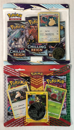 Pokemon Chilling Reign 3 Pack Blister Snorlax Promo & Fusion Strike 2 Pack LOT - Image 1