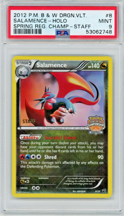 2012 Pokemon B&W Dragon Vault Salamence 8/20 Holo Regional Champs Staff PSA 9 - Image 1