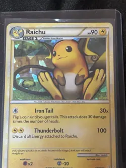 Raichu 10/123 Cracked Ice Holo Rare Near Mint Pokemon Card 2010 HGSS - Image 1