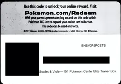Pokemon Center Scarlet & Violet 151 ETB Elite Trainer Box TCG Online Code Card! - Image 1