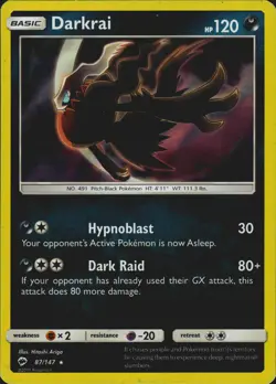 Darkrai 87/147 Holo Rare SM Burning Shadows Pokemon Card LP - Image 1