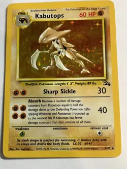Pokemon TCG Kabutops Fossil 9/62 Holo Rare Card LP Vintage WOTC - Image 1