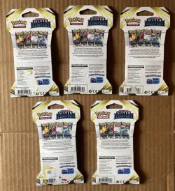 Lot 5 new sealed Pokemon Sword & Shield Silver Tempest SLEEVED booster packs - Image 2