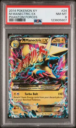 2014 POKEMON XY PHANTOM FORCES #24 M MANECTRIC EX PSA 8 - Image 1