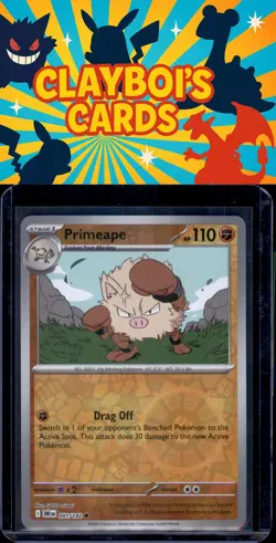 Primeape SV10: Destined Rivals Pokemon 091/182 Reverse Holo NM+ - Image 1