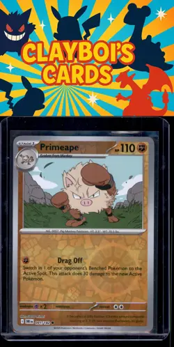Primeape SV10: Destined Rivals Pokemon 091/182 Reverse Holo NM+ - Image 1