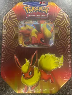 Pokemon TCG: Elemental Power Tin Flareon and Vaporeon GX + 8 Packs (NEW SEALED) 820650806490 - Image 1