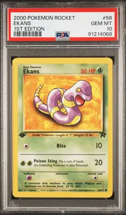 Pokemon Rocket 2000 Ekans 1st Edition 56/82 GEM MINT PSA 10 RC35 - Image 1