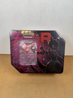 Team Rocket's Mewtwo ex Pokemon TCG Tin - Factory Sealed - Image 1