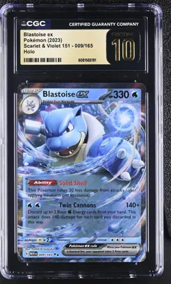 2023 Pokemon Scarlet & Violet 151 Blastoise #009/165 EX Holo CGC Pristine 10 - Image 1