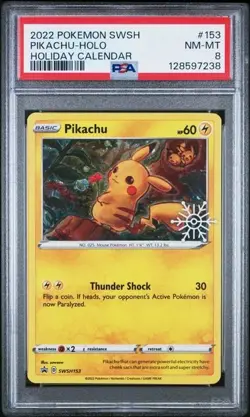 Pokemon Pikachu 2022 Holiday Calendar Black Star Promo PSA 8 Near Mint SWSH153 - Image 1