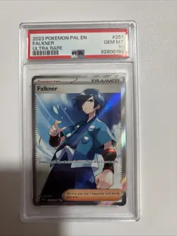 Pokemon TCG Card Falkner 251/193 Full Art Scarlet & Violet Paldea Evolved PSA 10 - Image 1