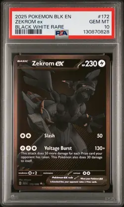 2025 POKEMON BLK EN-BLACK BOLT BLACK WHITE RARE #172 ZEKROM EX PSA 10 - Image 1