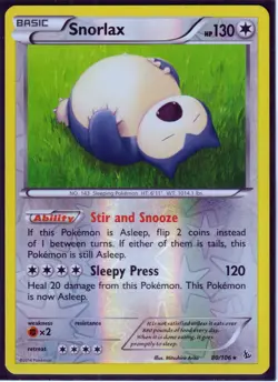 2014 POKEMON RARE SNORLAX 80/106 - XY FLASHFIRE REVERSE HOLO NM (S4) - Image 1