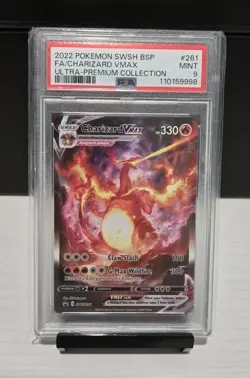 2022 POKEMON SWSH BLACK STAR PROMO #261 FULL ART/CHARIZARD VMAX PSA 9 - Image 1