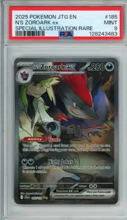 PSA 9 - Pokemon TCG N's Zoroark Ex 185/159 Sv09: Journey Together SIR JTG 2025 - Image 1
