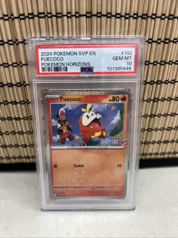 PSA 10 Fuecoco #192 Black Star Promo Stamped Holo Pokemon Horizons - Image 1