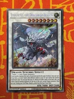 YUGIOH JUDGMENT, THE DRAGON OF HEAVEN SECRET RARE 1ST NM BLAR-EN049 - Image 1