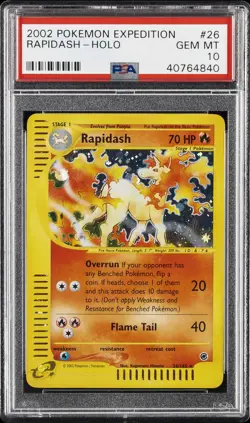 2002 POKEMON EXPEDITION #26 RAPIDASH-HOLO PSA 10 - Image 1