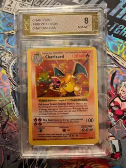 1999 Pokemon Base Set Shadowless Charizard Holo 4/102 PGC 8 Near Mint - Mint - Image 1