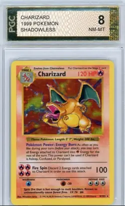 1999 Pokemon Base Set Shadowless Charizard Holo 4/102 PGC 8 Near Mint - Mint - Image 5