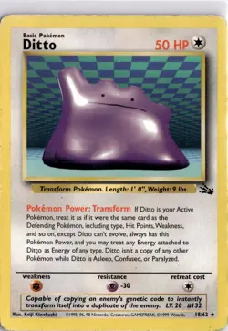 Pokemon TCG Ditto Fossil Unlimited Rare Non Holo Card 18/62 Trading Card TCG - Image 3