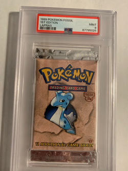 1999 Pokemon 1st Ed Fossil Sealed Booster Pack Lapras Art PSA 9 - Image 1
