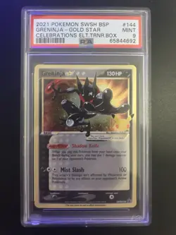 2021 Pokemon Greninja Gold Star Celebrations ETB Promo SWSH144 Mint PSA 9 - Image 1