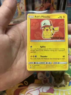 Pokemon Ash's Pikachu SM109 Sun & Moon Promo Lp Light Play - Image 3