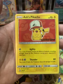 Pokemon Ash's Pikachu SM109 Sun & Moon Promo Lp Light Play - Image 5