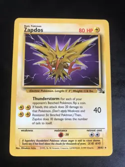 ZAPDOS RARE - POKEMON 30/62 FOSSIL UNLIMITED EXCELLENT US VERSION - Image 1
