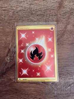 Pokemon Card - Fire Energy 284/264 Fusion Strike Gold Secret Rare Holo NM - Image 1