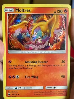 POKEMON MOLTRES 38/214 RARE CRACKED HOLOFOIL LOST THUNDER NM CARD - Image 1