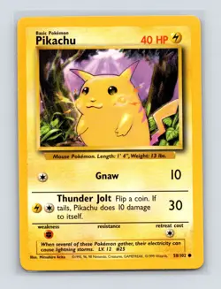 Pokemon TCG Pikachu 058/102 Base Set Normal LP - Image 1